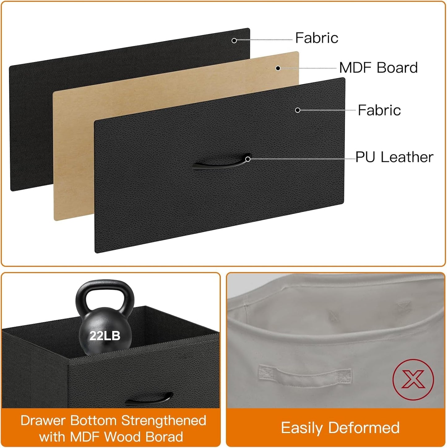 Black 55 Inch TV Stand For Bedroom With Storage Drawers