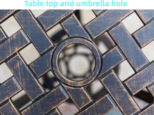 Bistro Set 3 Piece Rustproof Cast Aluminum Furniture Bronze