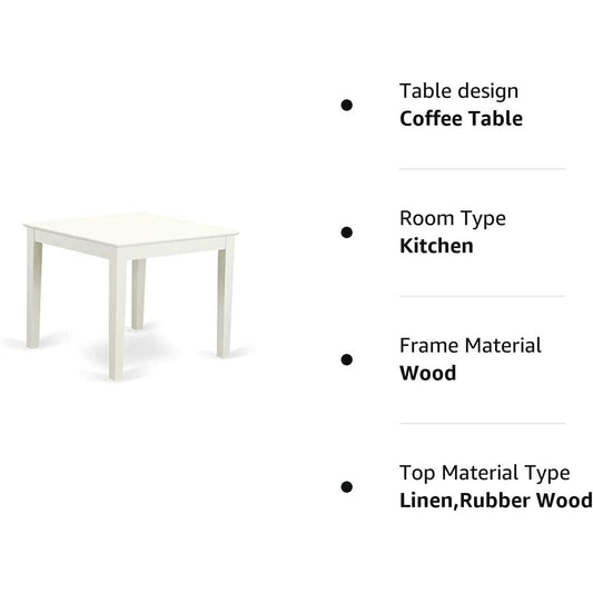 Mid Century Dining Table White Square Tabletop Solid