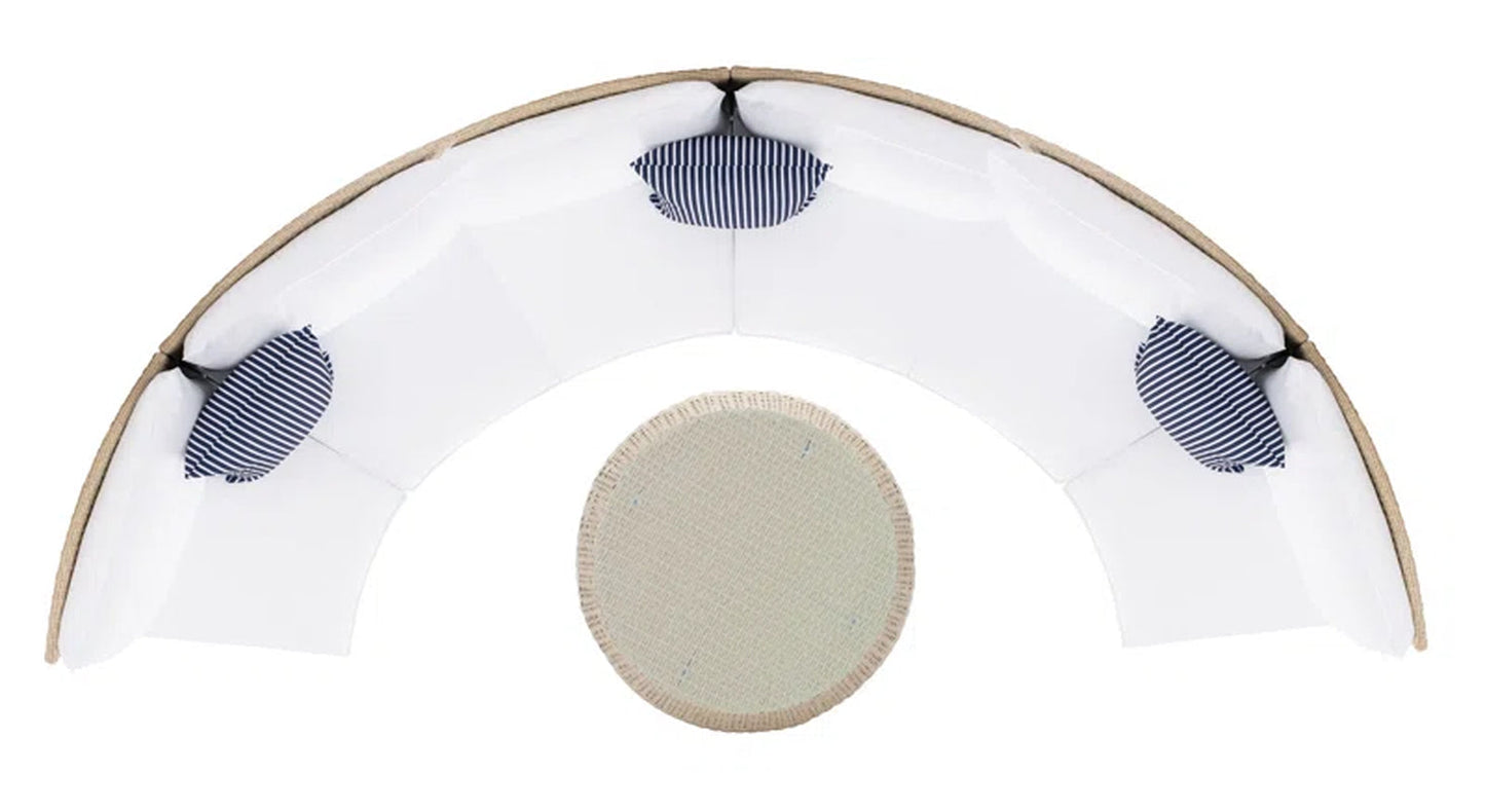 Wicker Six Person Patio Conversation Set With Cushions