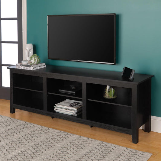 Wren Classic 6 Cubby TV Stand Black 70 Inch for 80 Inch TVs