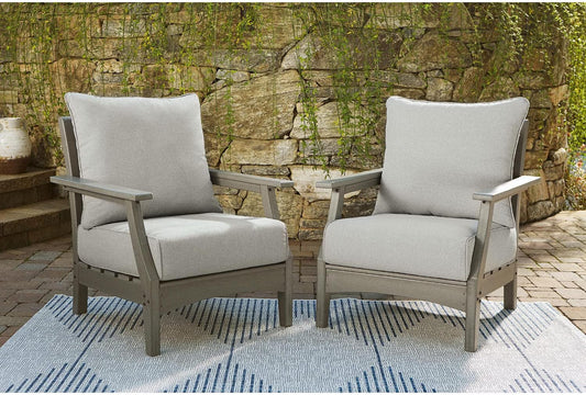 Cushioned Outdoor Lounge Chairs Set of Two Gray