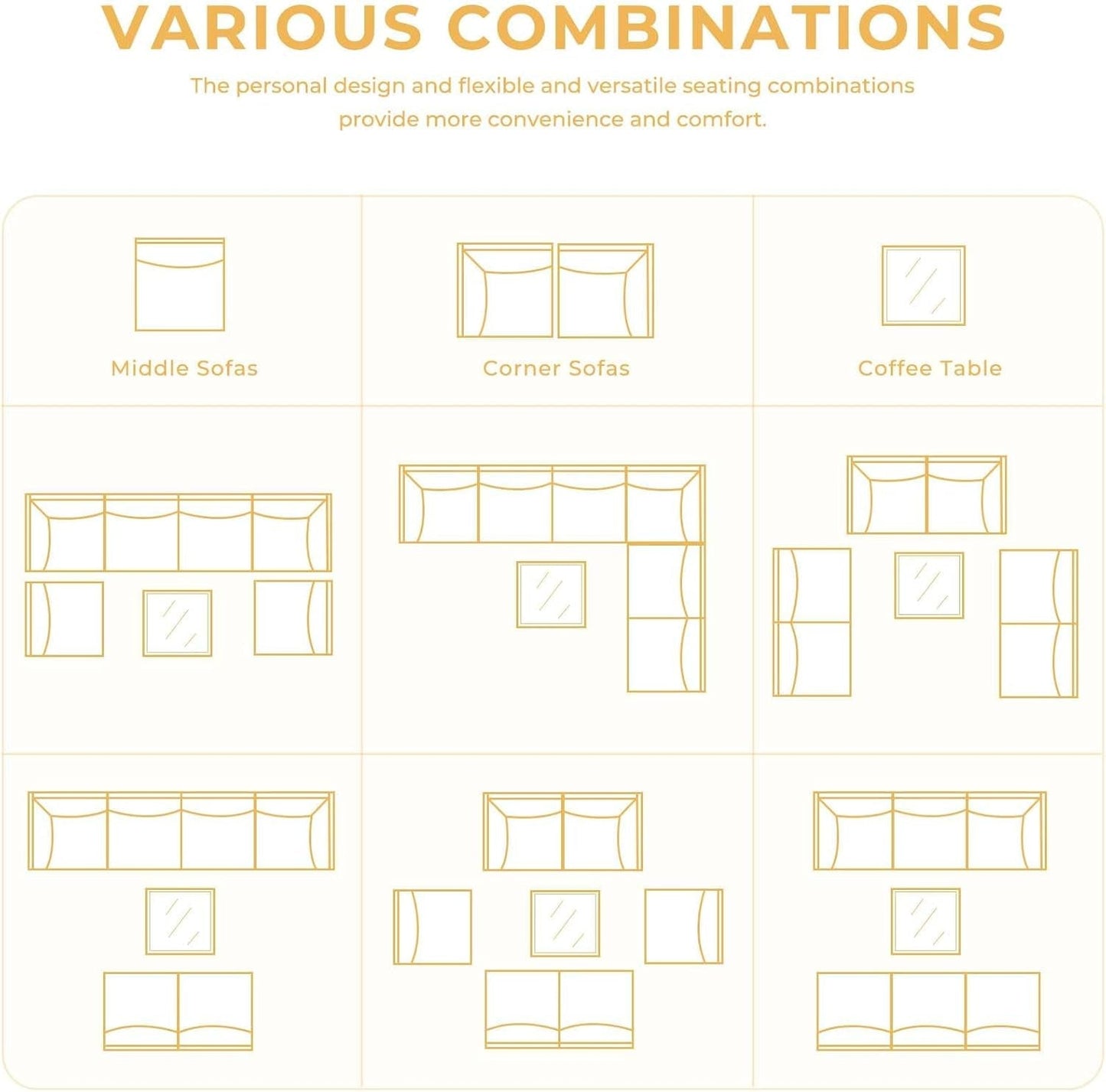 7 Piece Wicker Patio Set Water Resistant Cushions Beige