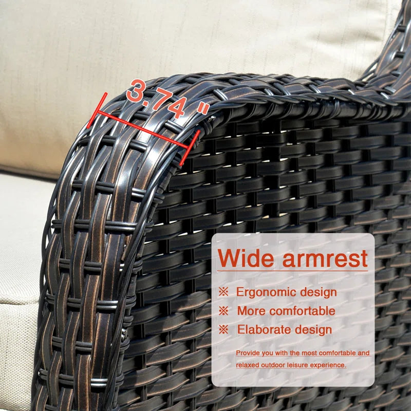 Patio Outdoor Rattan 5 Piece Seating Group With Cushions