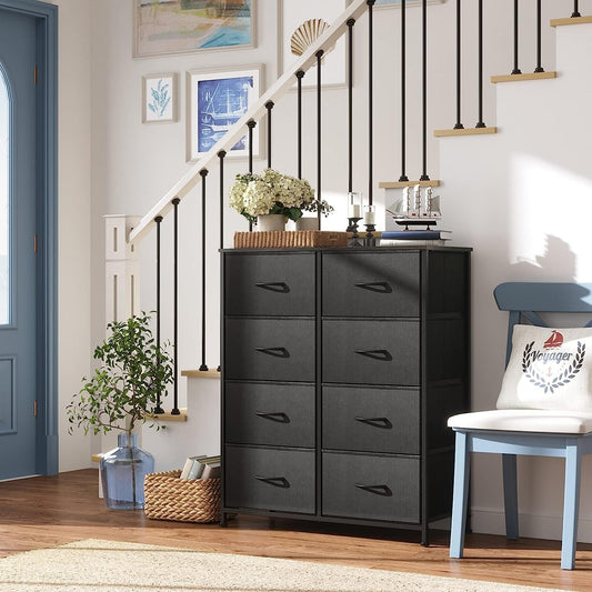 Tall Fabric Dresser With 8 Drawers For Bedroom Storage