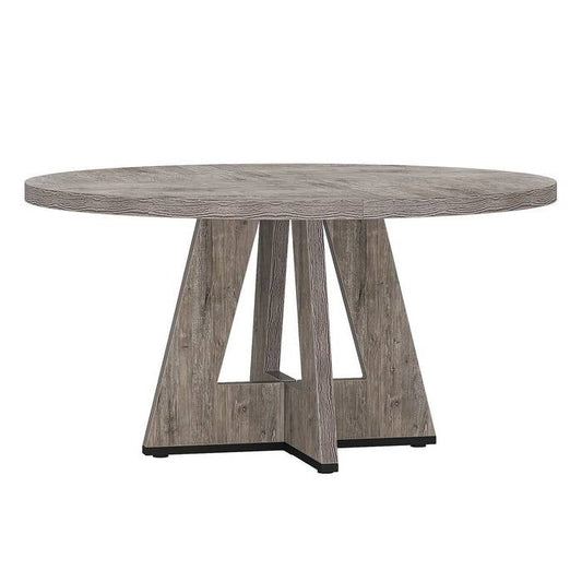 Modern Kitchen 4-Person Circular Dining Table in Grey Wood Finish
