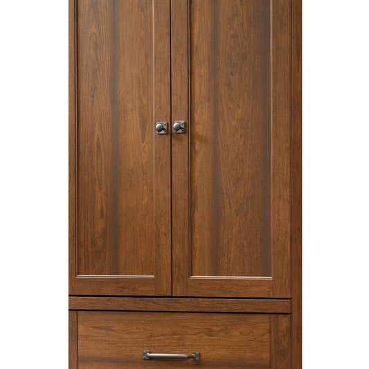Bedroom Wardrobe Cabinet Storage Armoire in Medium Brown Cherry Wood Finish