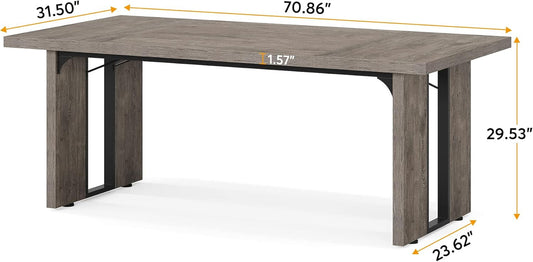71 Inch Large Dining Table Rustic Farmhouse Style For 6 To 8
