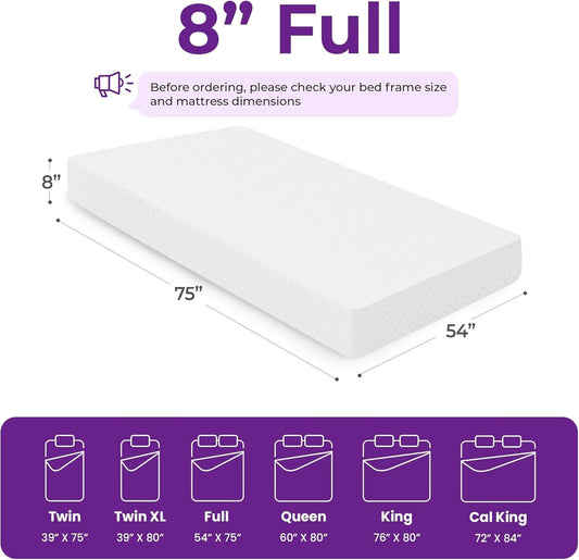 Cooling Gel Memory Foam Mattress Full Size Eight Inch