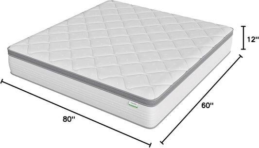 Queen Hybrid Mattress 12 Inch Soft Pillow Top Comfort