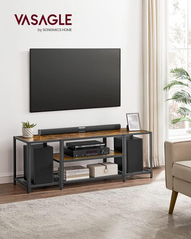 TV Stand for 65 Inch TVs 3 Tier Rustic Industrial Console