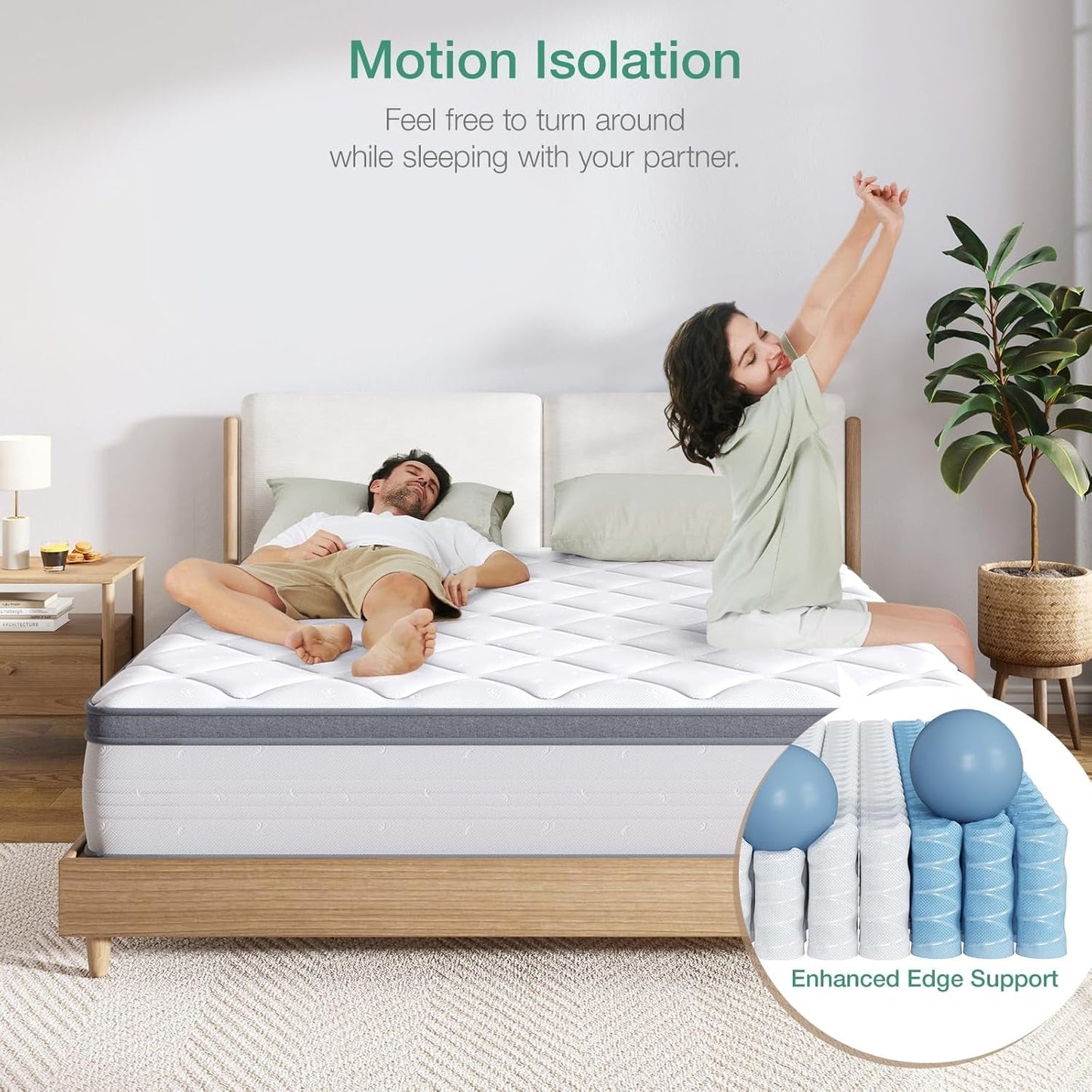 Queen Hybrid Mattress 12 Inch Soft Pillow Top Comfort