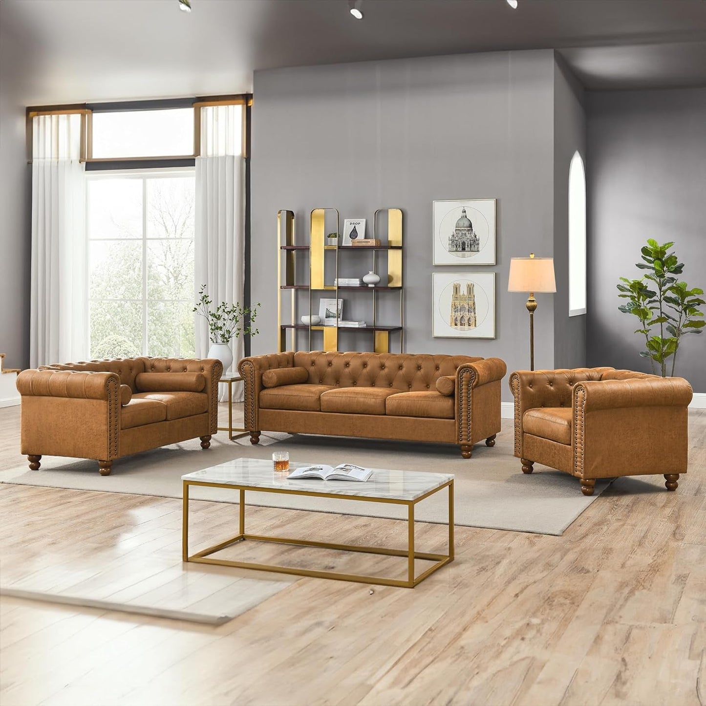Two Piece Air Leather Sofa Set For Living Room Home Decor