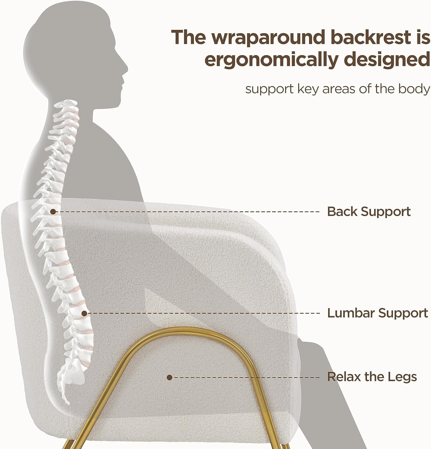 Ivory Boucle Accent Chairs Set Of 2 With Gold Legs