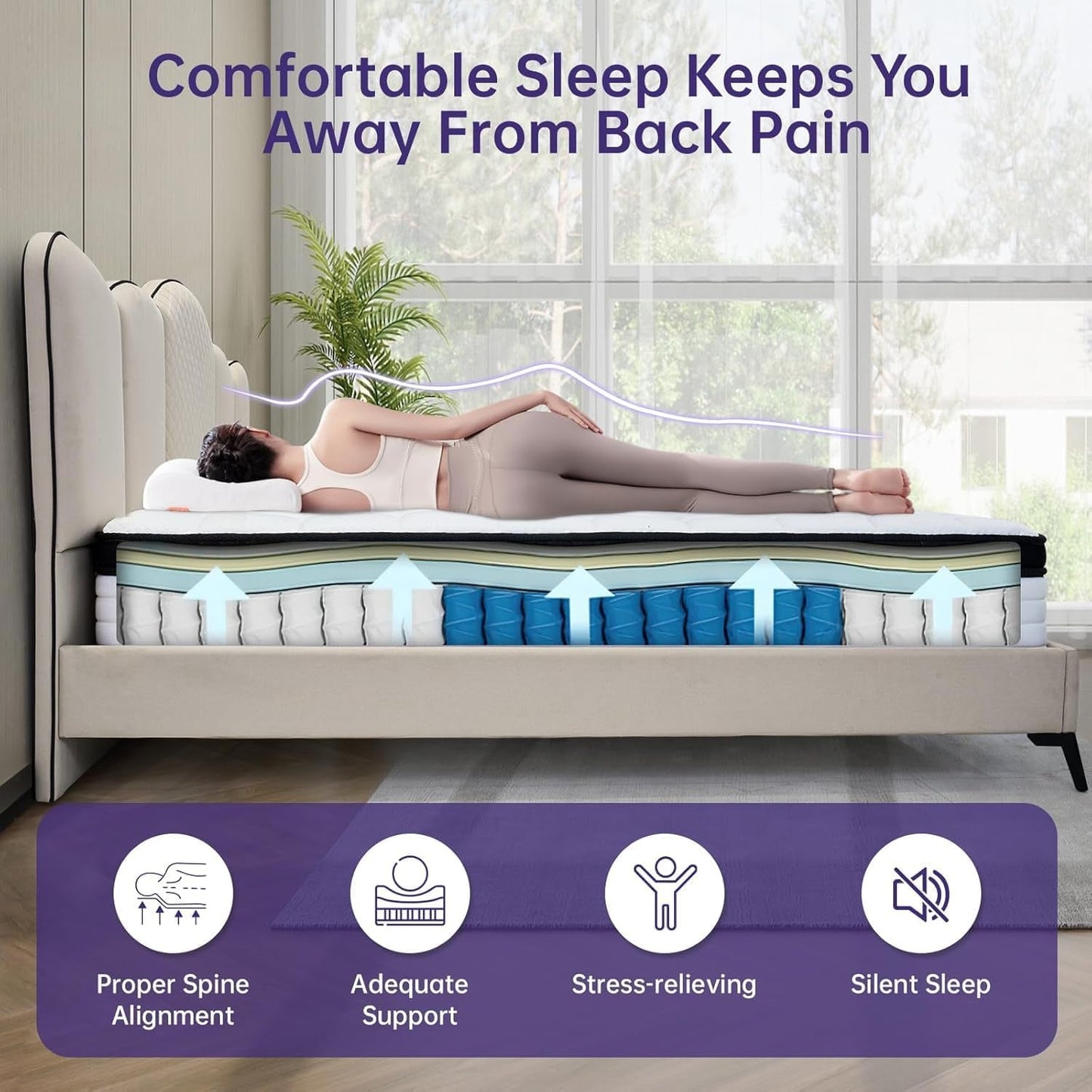 Full Size 10 Inch Hybrid Mattress Pressure Relief Certipur