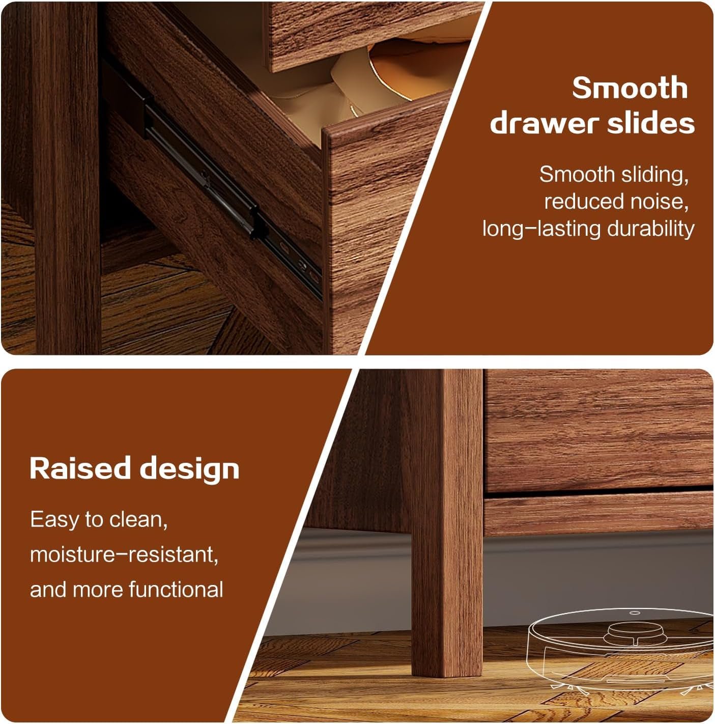 63 Inch Chestnut Dresser With 9 Drawers And Smooth Glides