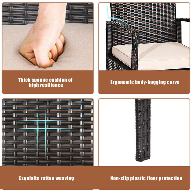 4-Piece Rattan Patio Conversation Set With Coffee Table