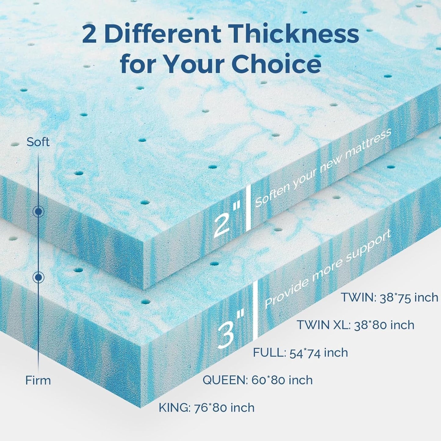 Cooling Gel Memory Foam Mattress Topper for Comfort