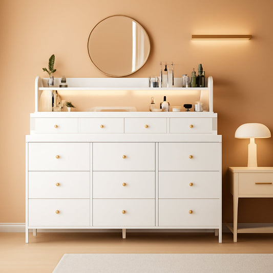 Fifty One Point Two Inch White Dresser For Bedroom Storage