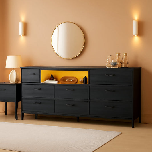 Black Dresser With 75 Inch TV Stand For Living Room