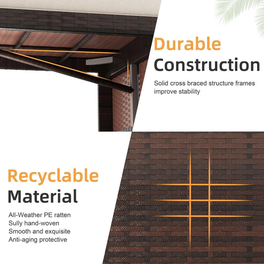 All Weather Wicker Patio Sectional Sofa Set with Table