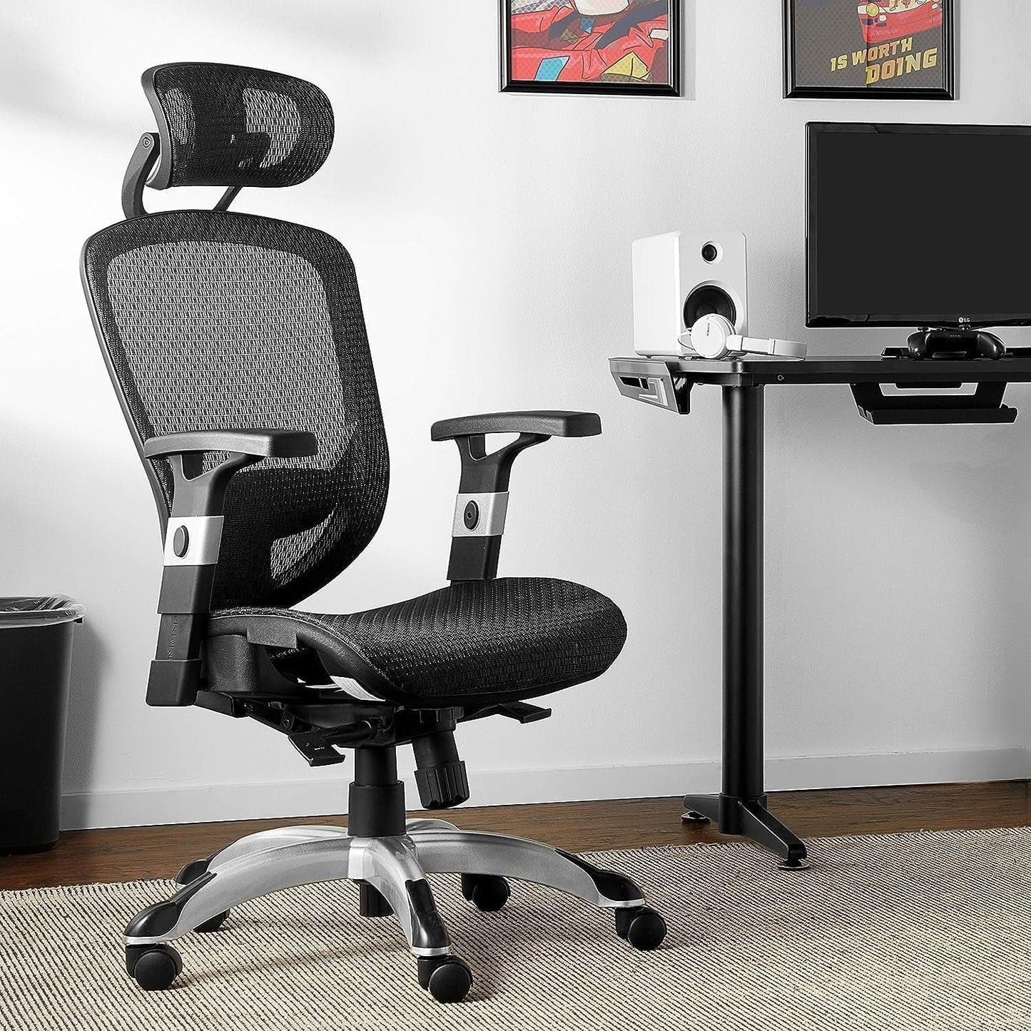 Hyken Ergonomic Mesh Swivel Task Chair Adjustable Black Office Chair