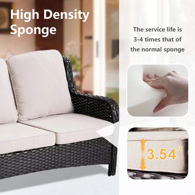 Patio Outdoor Rattan 5 Piece Seating Group With Cushions