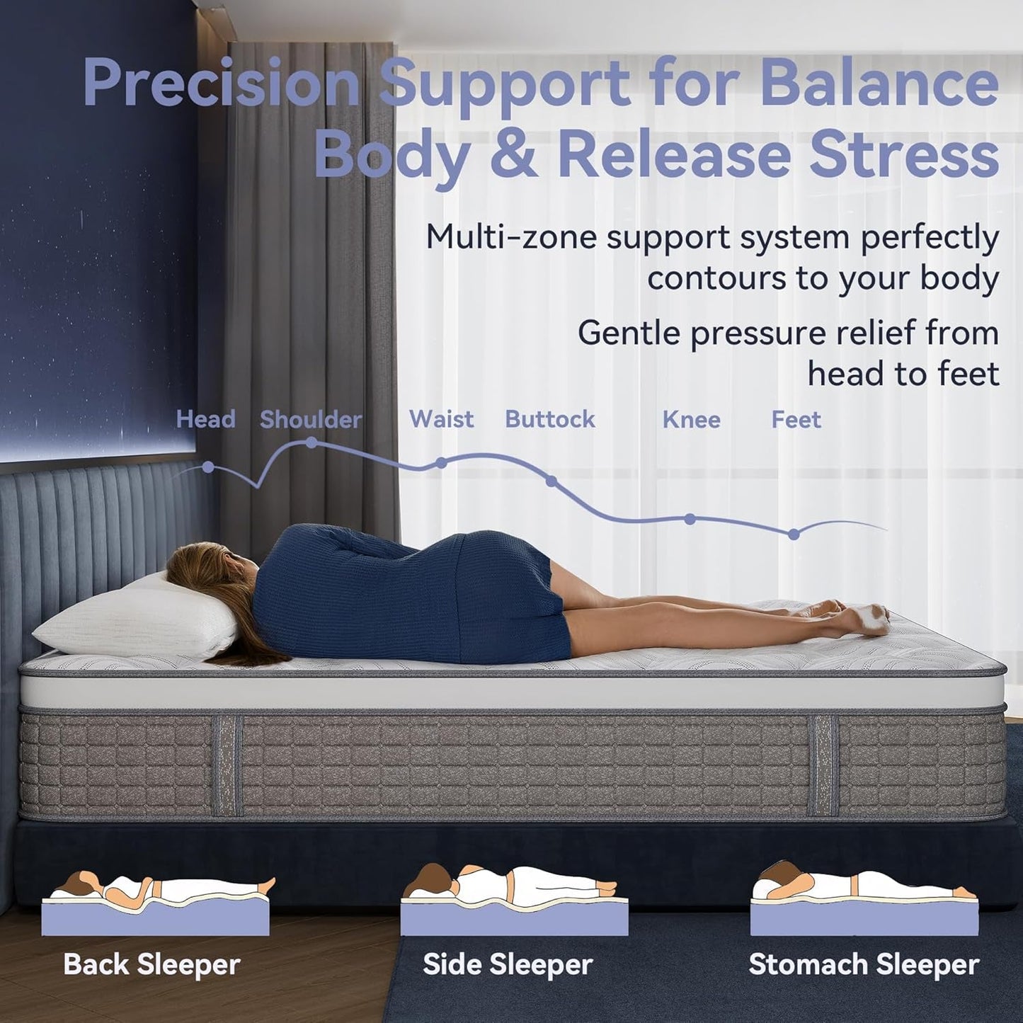 Queen Size Hybrid Mattress Memory Foam EdgeSupport