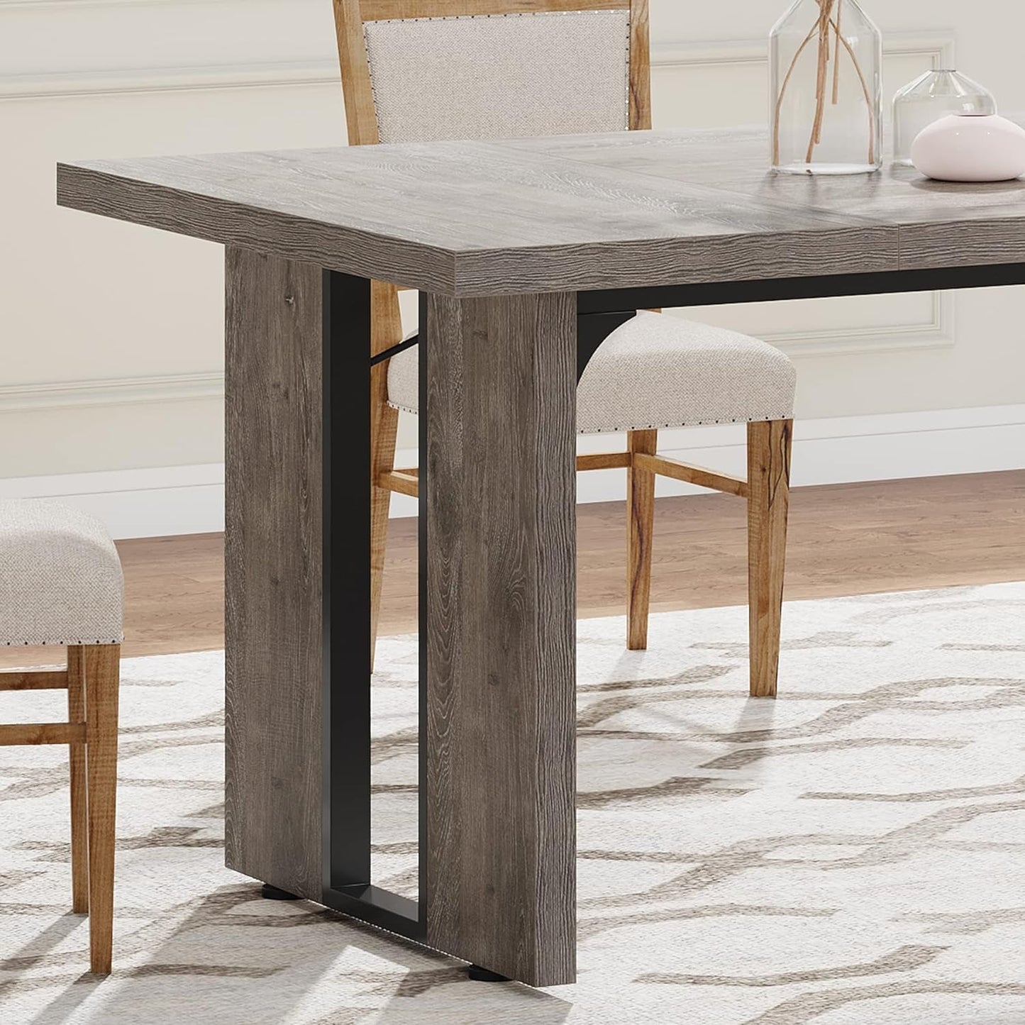 71 Inch Large Dining Table Rustic Farmhouse Style For 6 To 8