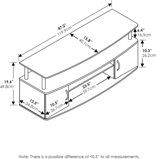 JAYA Large TV Stand for 55 Inch TVs Walnut Black Finish