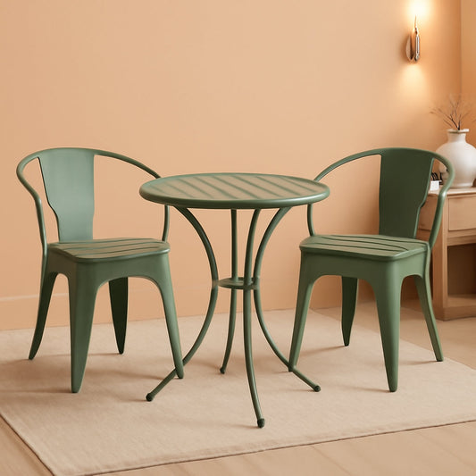 Colmar Outdoor Iron Bistro Set 3 Piece Matte Green