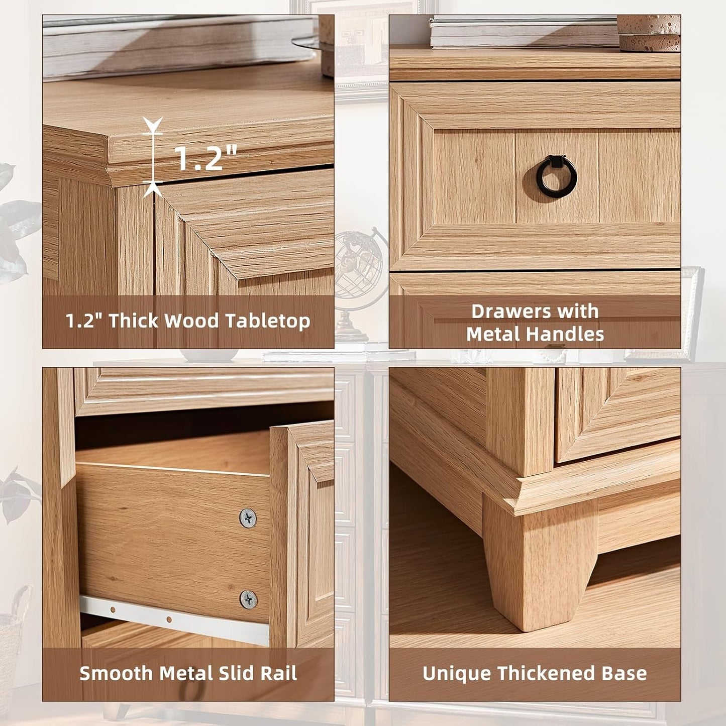 Farmhouse Style 5 Drawer Dresser 42 Inch Tall Rustic Finish