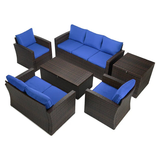 Rattan 7 Person Outdoor Seating Group With Cushions