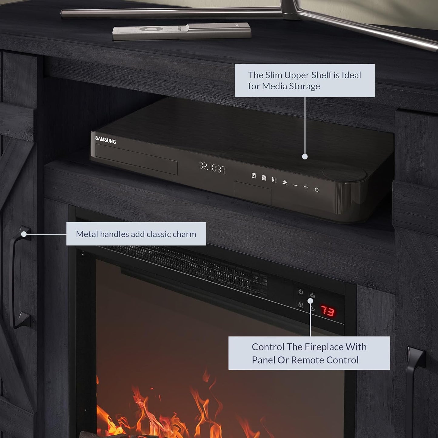 47 Inch Rustic Grey Fireplace TV Stand For 50 Inch TV