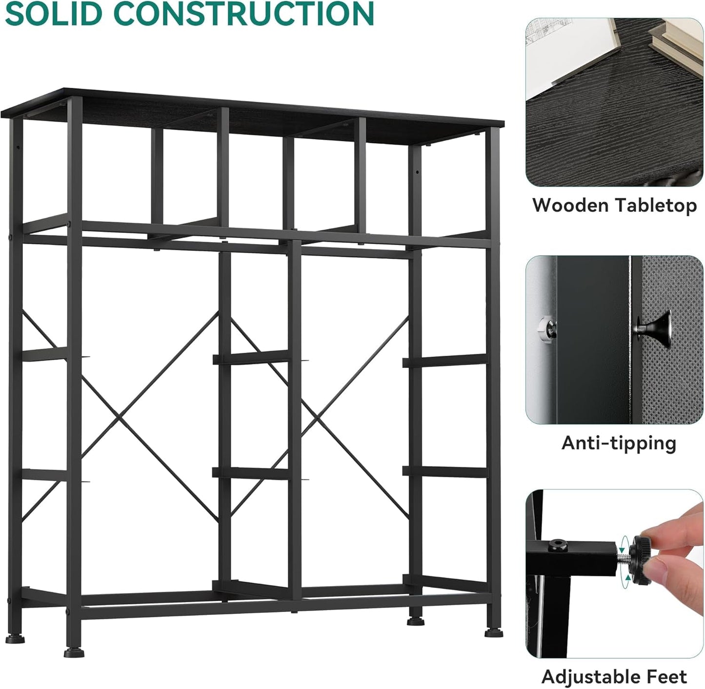 9 Drawer Dresser With Fabric Storage Tower And Wooden Top