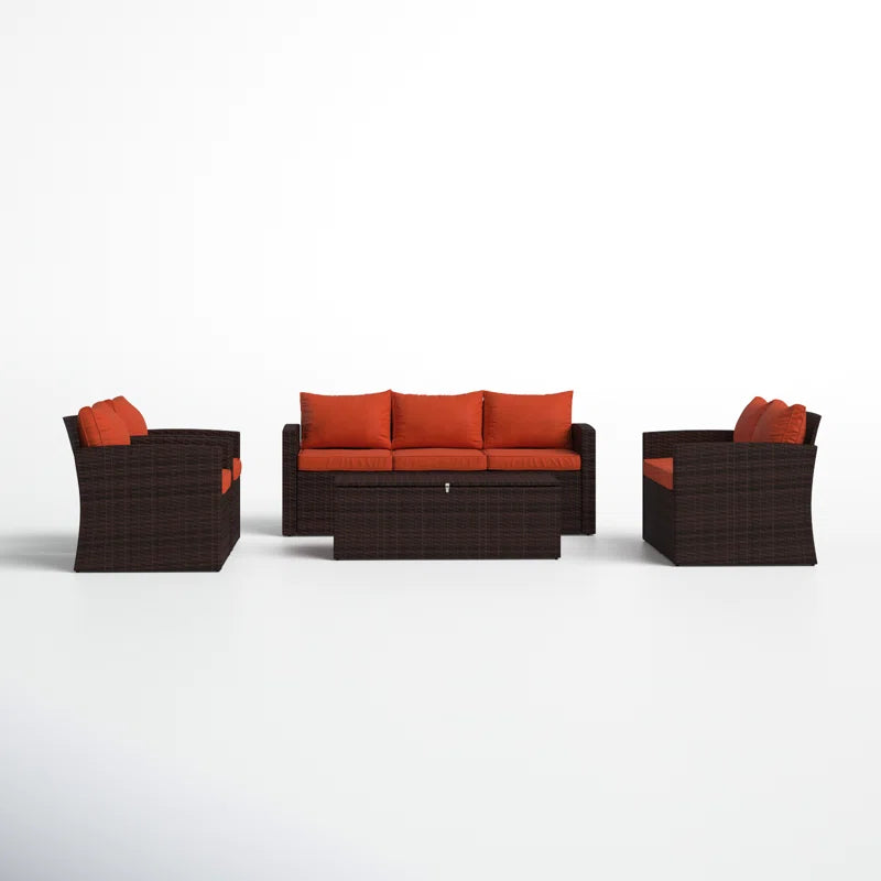 Outdoor Wicker 7 Person Seating Group With Cushions