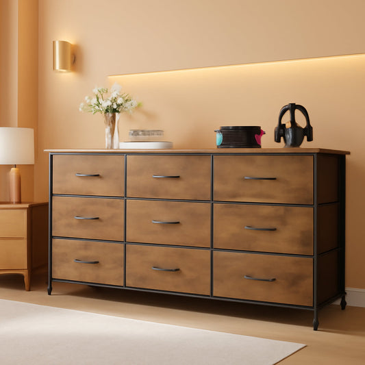 54 Inch Rustic Brown Dresser TV Console Cabinet Storage