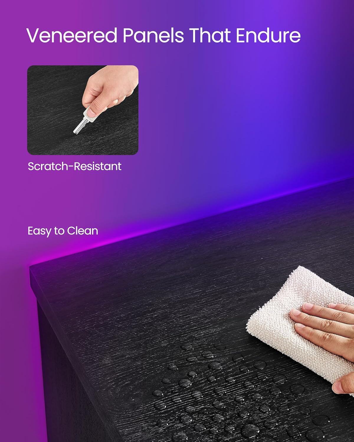 63 Inch LED TV Stand With Glass Shelves And Cabinet Doors