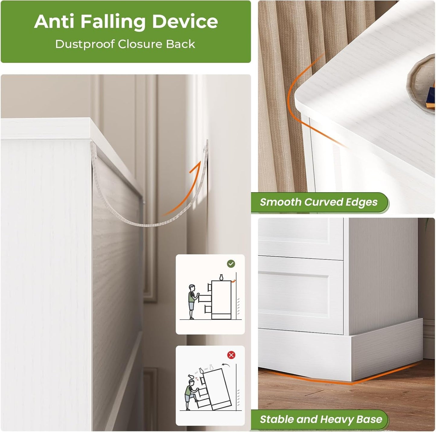 White Dresser With 9 Drawers And Charging Station Large