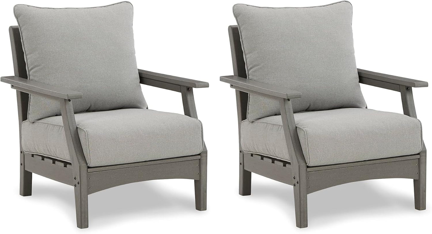 Cushioned Outdoor Lounge Chairs Set of Two Gray