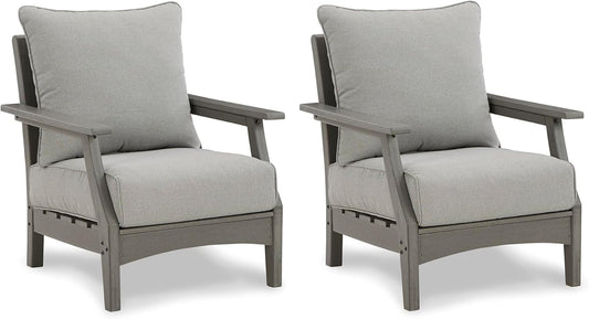 Cushioned Outdoor Lounge Chairs Set of Two Gray