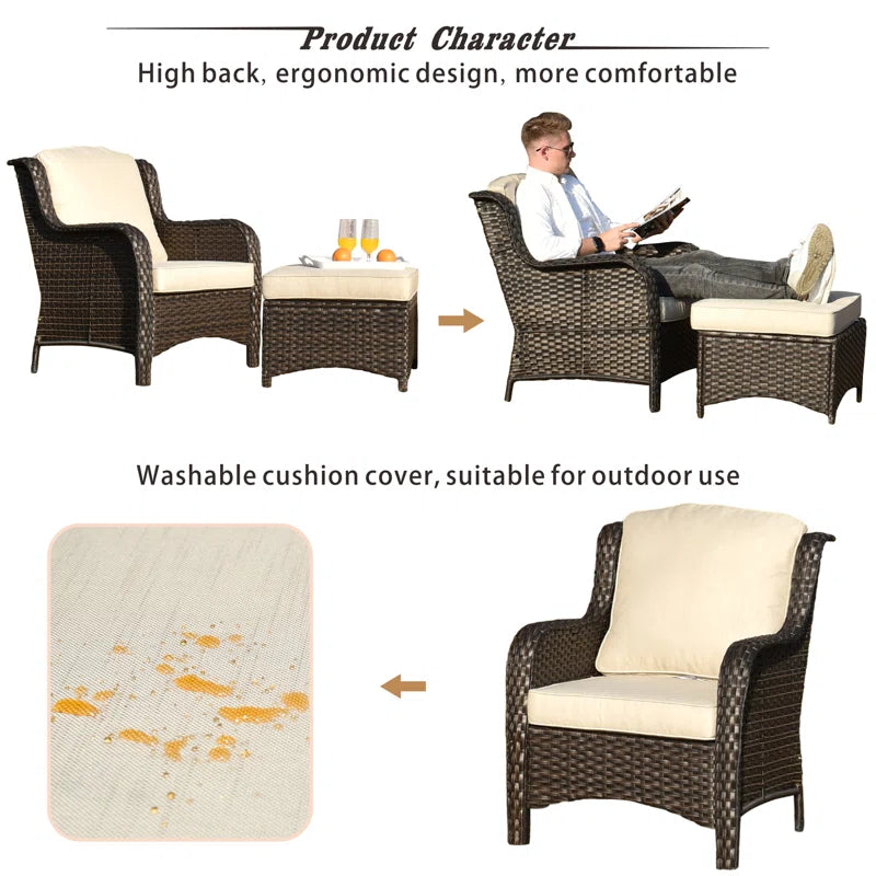 Patio Outdoor Rattan 5 Piece Seating Group With Cushions