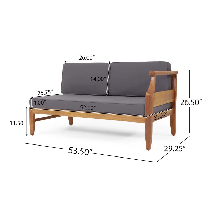 Acacia Wood Five Person Modular Patio Conversation Cushions