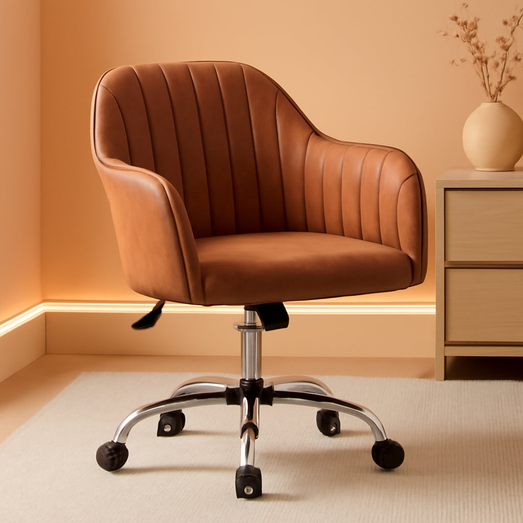 Height Adjustable Brown Ergonomic Office Desk Chair
