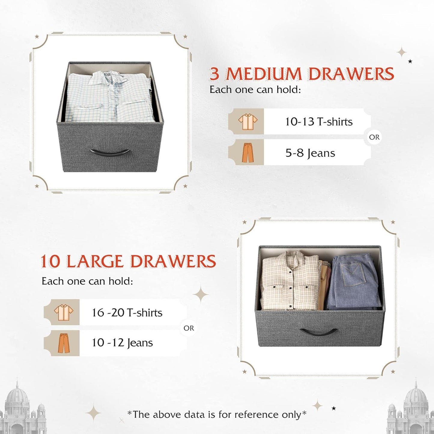 Tall Dresser With 13 Drawers Dark Grey Fabric For Bedroom Storage