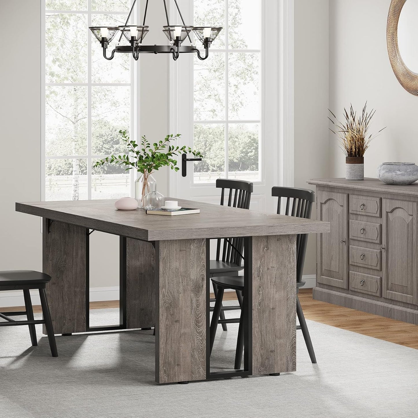 71 Inch Large Dining Table Rustic Farmhouse Style For 6 To 8