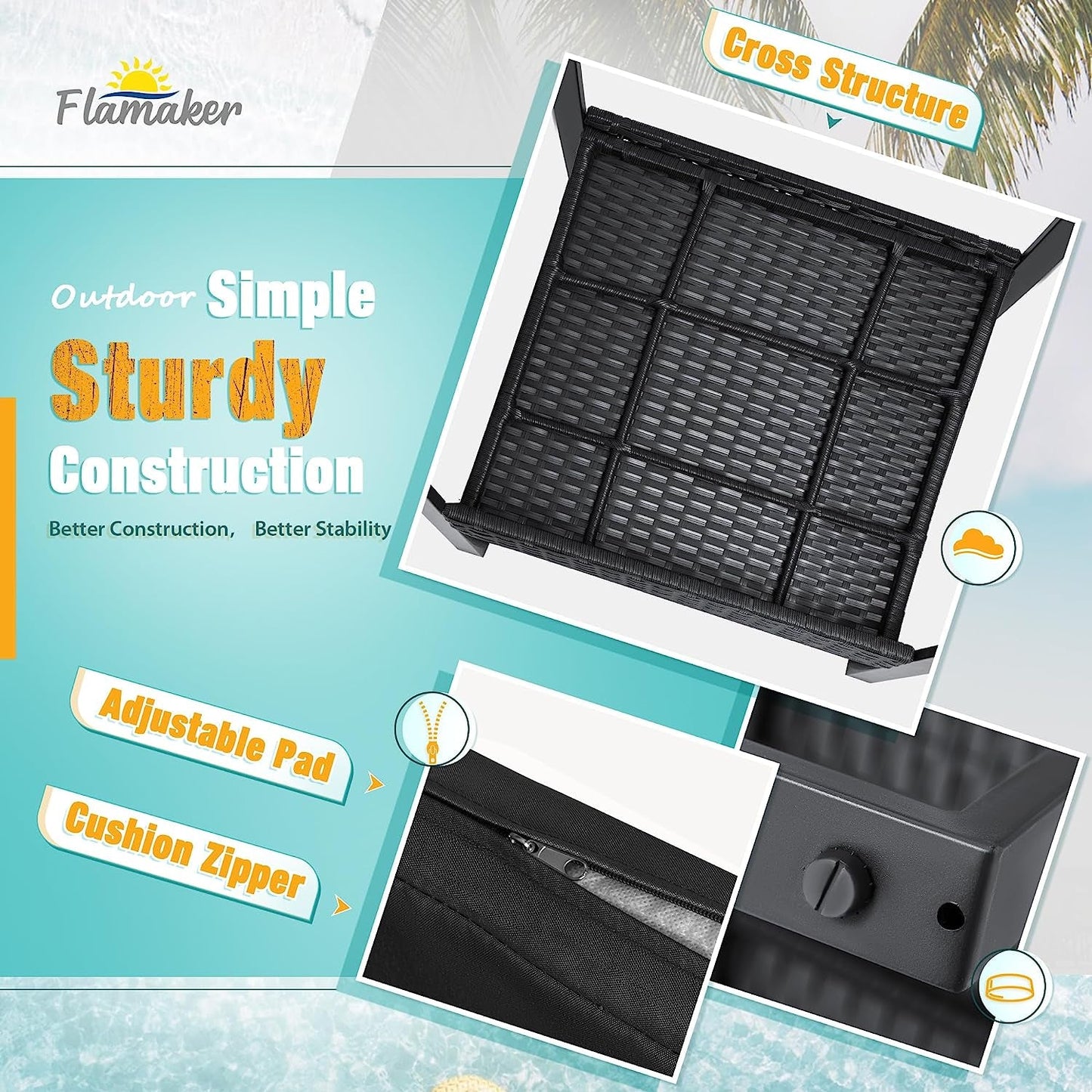 Black Cushioned Outdoor All Weather Patio Conversation Set