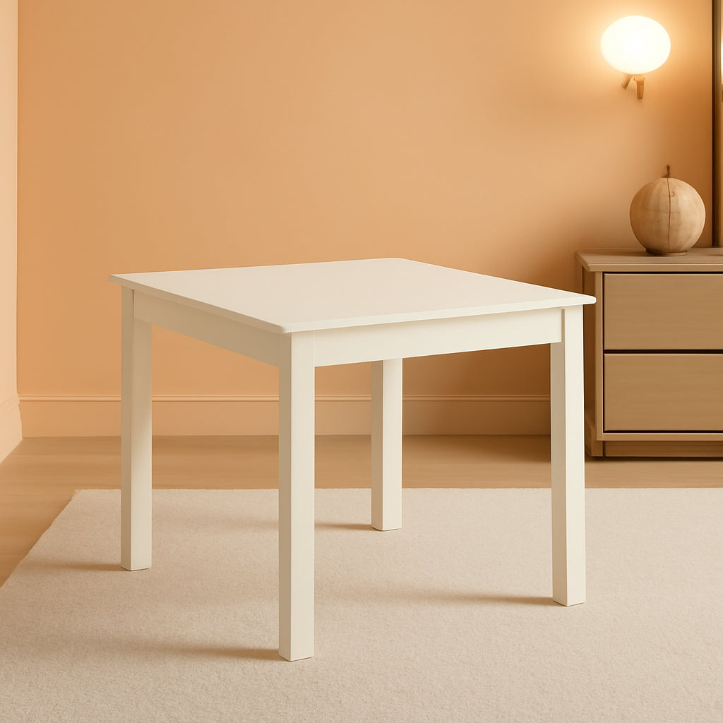 Mid Century Dining Table White Square Tabletop Solid