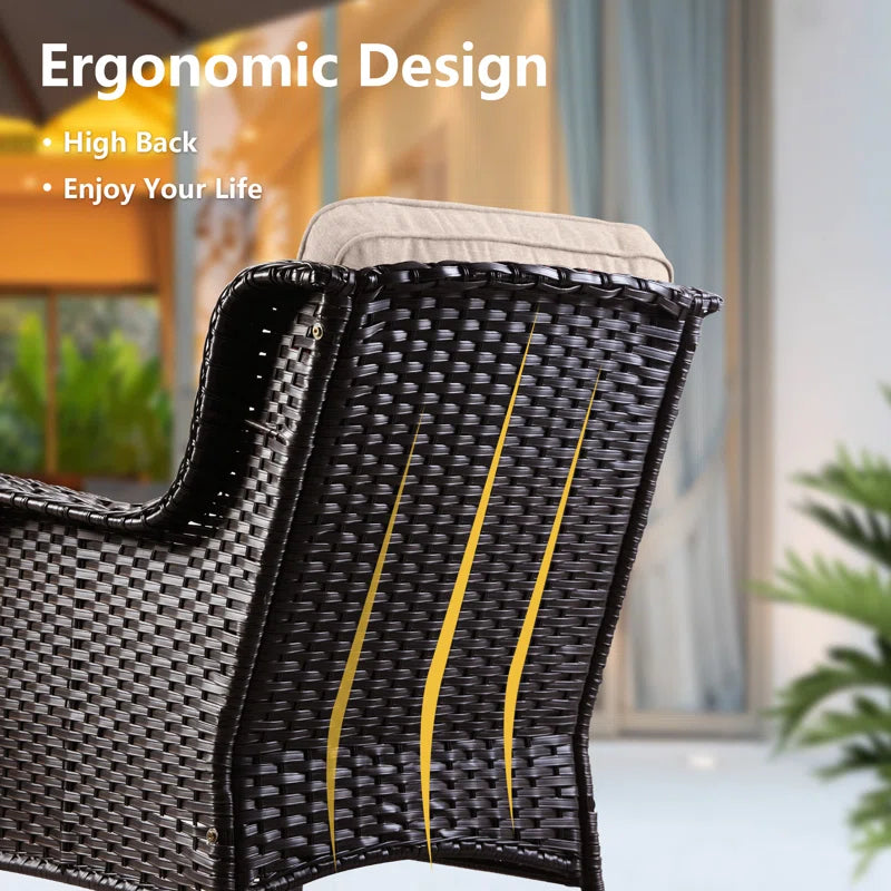 Patio Outdoor Rattan 5 Piece Seating Group With Cushions