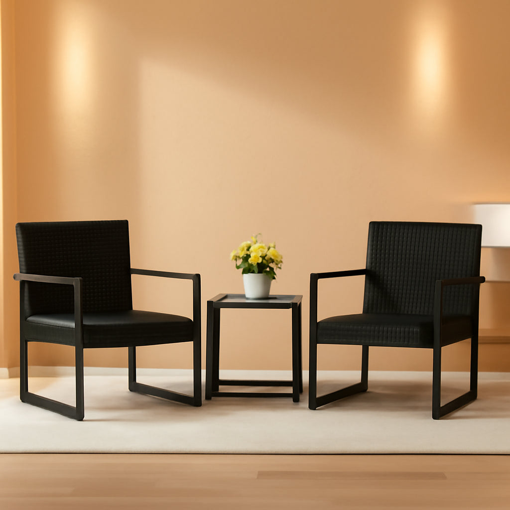 Black Cushioned Outdoor All Weather Patio Conversation Set